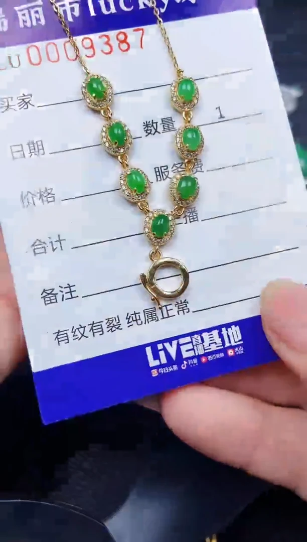 翡翠银S925镶嵌颈饰9387