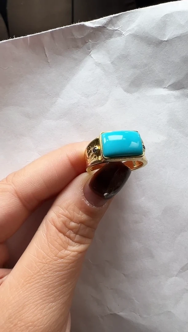 银S925镶嵌绿松石戒指1