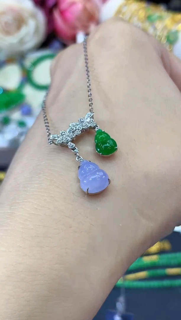 吊坠(不含链)18K金镶嵌翡翠B100  多样性一件发货  紫货有色差