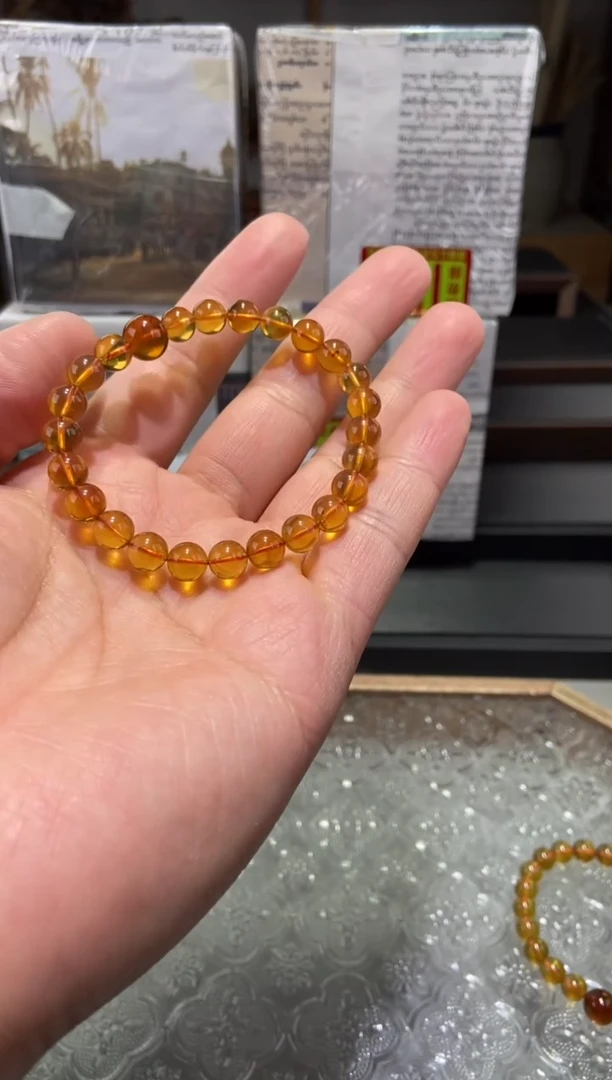 琥珀颈饰未镶嵌7+转运珠手串