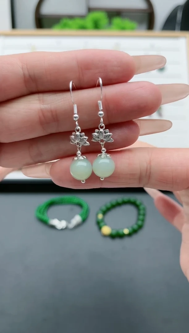 【闪购商品】和田玉耳饰银S925镶嵌2