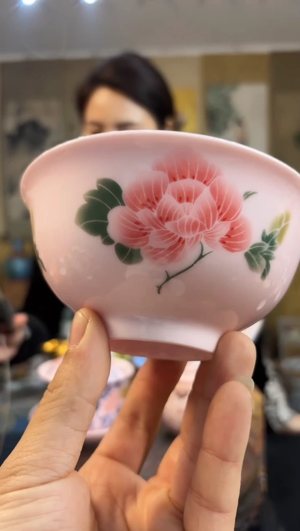 瓷片景德镇陶瓷红稀土米饭碗