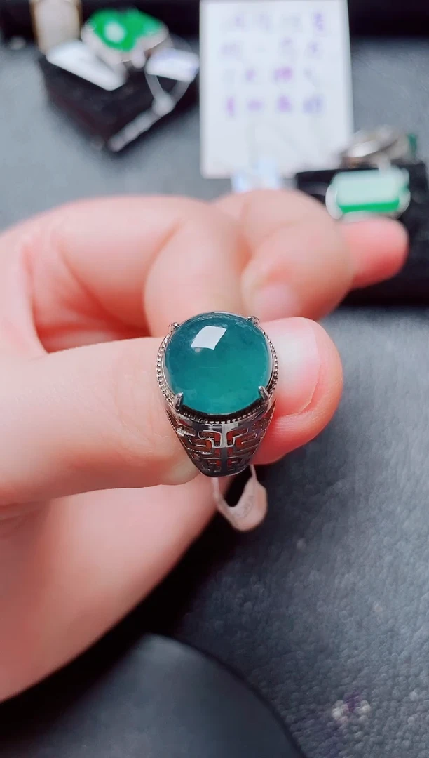 银S925镶嵌戒指翡翠翡翠