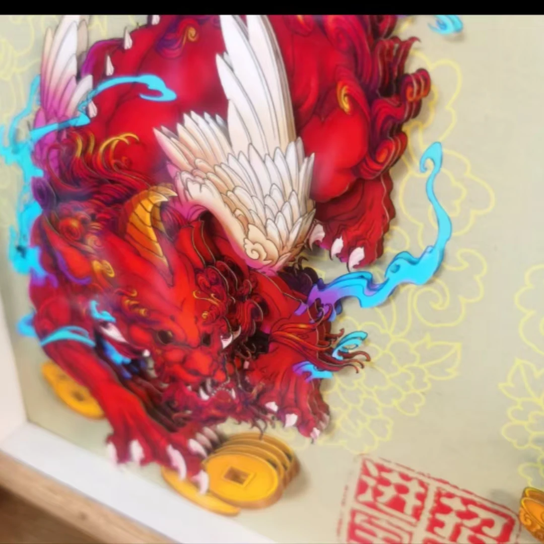貔貅剪纸立体非遗文创桌摆墙挂装饰画摆件