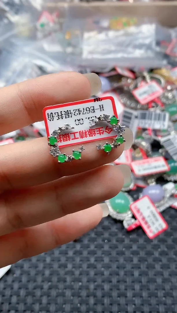 银S925镶嵌戒指翡翠天然A货缅甸翡翠