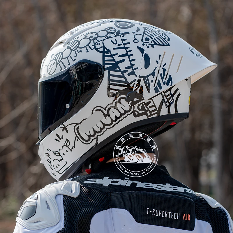 mulan木兰719碳纤维街盔超轻玻璃钢四季机车头盔男款3c认证