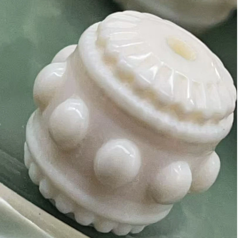 81058精品猛犸象牙11.8*11左右法鼓文玩手串配珠顶珠锁骨珠配饰