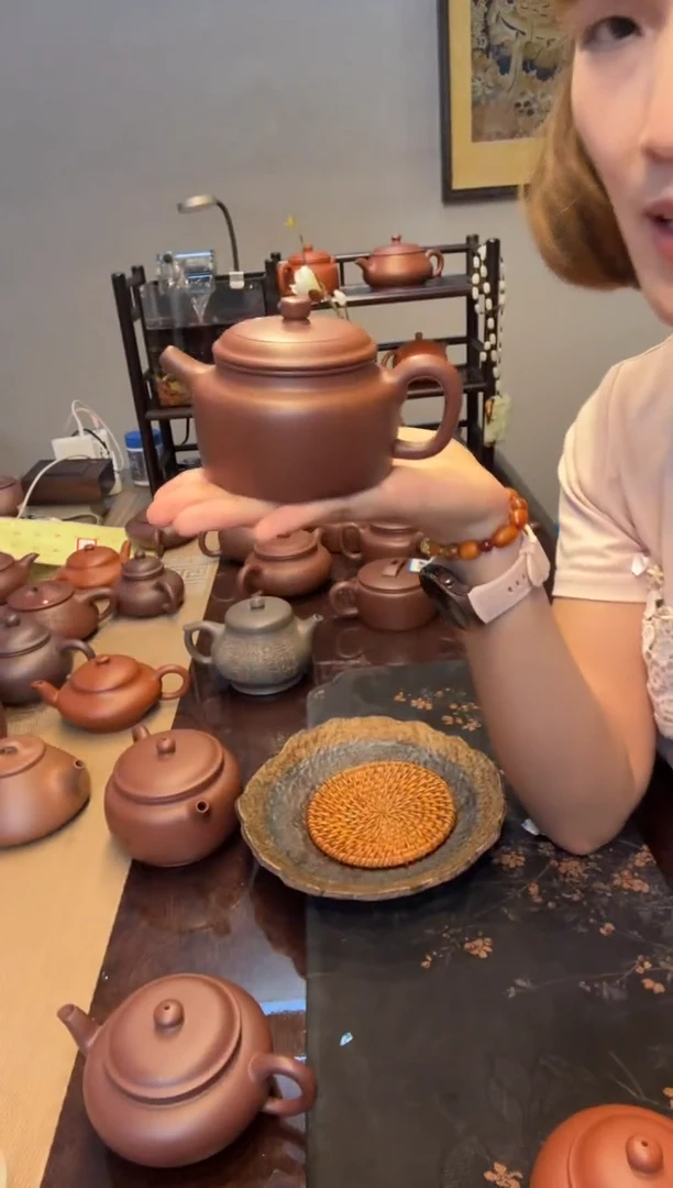 茶壶紫砂微瑕紫泥德中壶