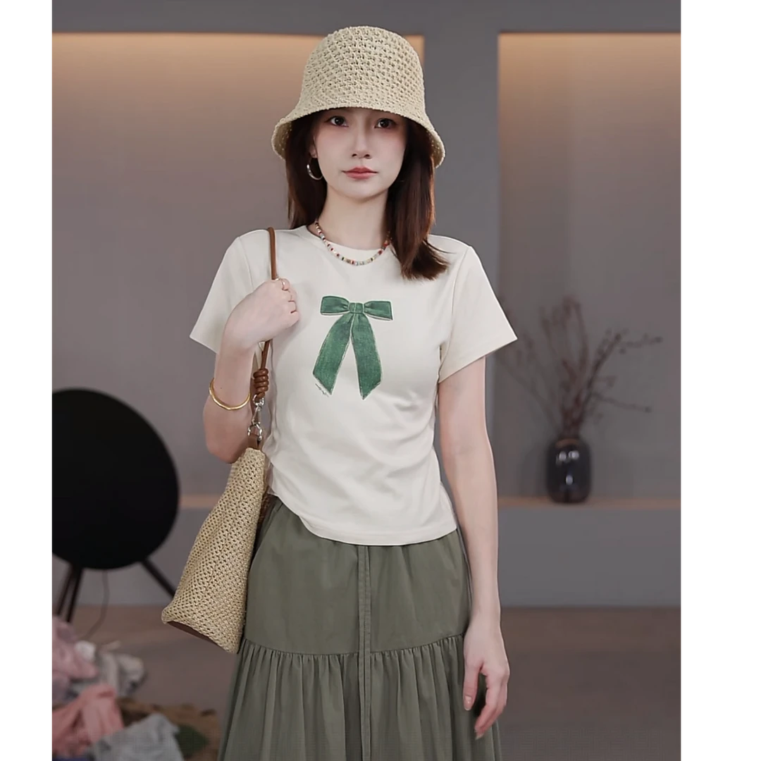 【LIbaibai】夏装2025年新款短袖T恤上衣BB-2471