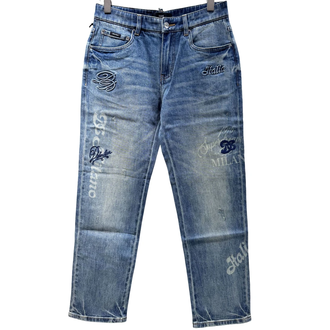 Dite 欧洲街2025春夏新款男士直筒水洗刺绣立体logo休闲牛仔裤