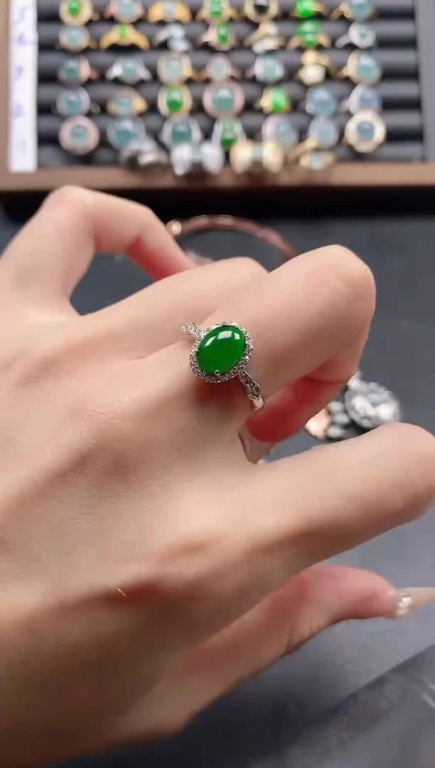 银S925镶嵌戒指翡翠51151