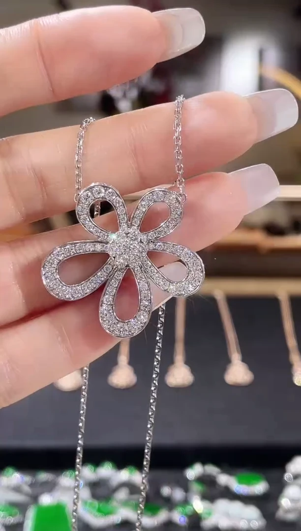 【闪购商品】实验室培育钻石颈饰18K金镶嵌项链