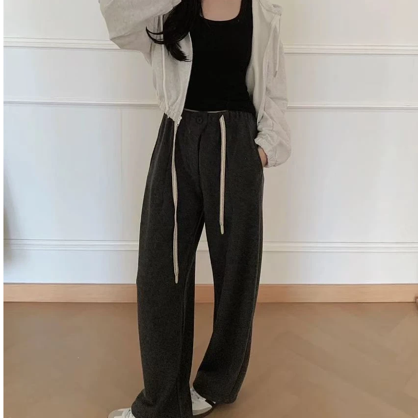 蛋家新款加绒弯刀裤显瘦梨形秋冬保暖ins韩版裤子女休闲宽松抽绳