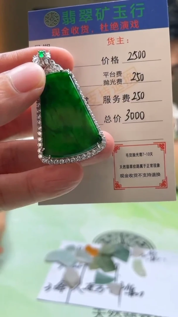 颈饰银S925镶嵌翡翠f*净货