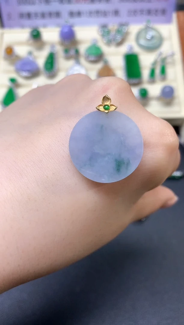 【闪购商品】翡翠吊坠(不含链)18K金镶嵌吊坠|750+75