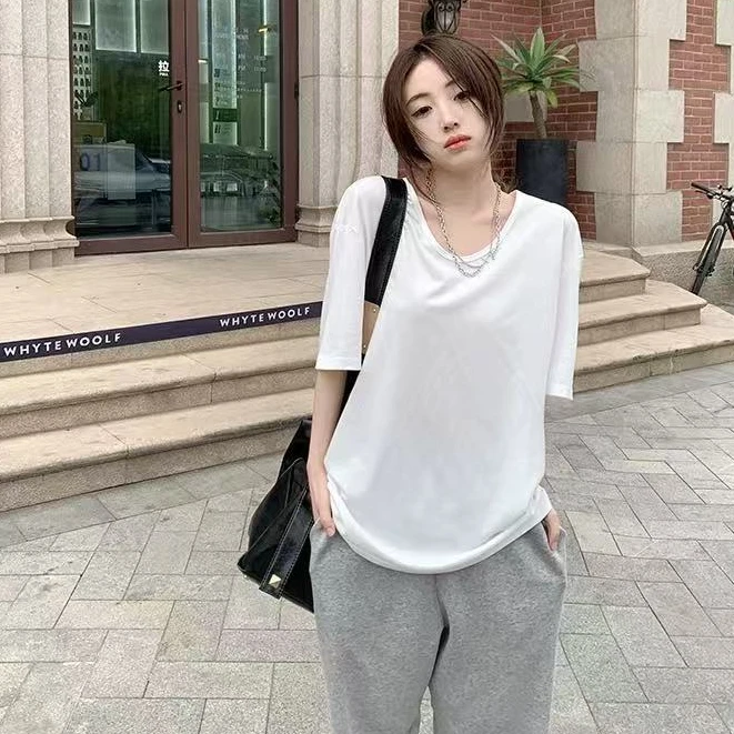 7004纯色百搭女士夏季短袖