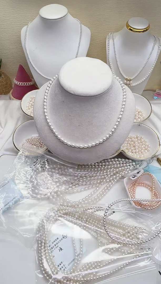 项链未镶嵌淡水珍珠极光白米型米胖子5-5.5mm