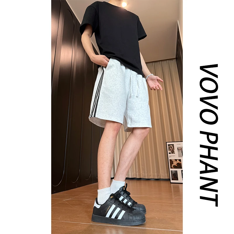 VOVO美式条纹百搭短裤男2025夏季新款宽松休闲运动篮球五分裤子