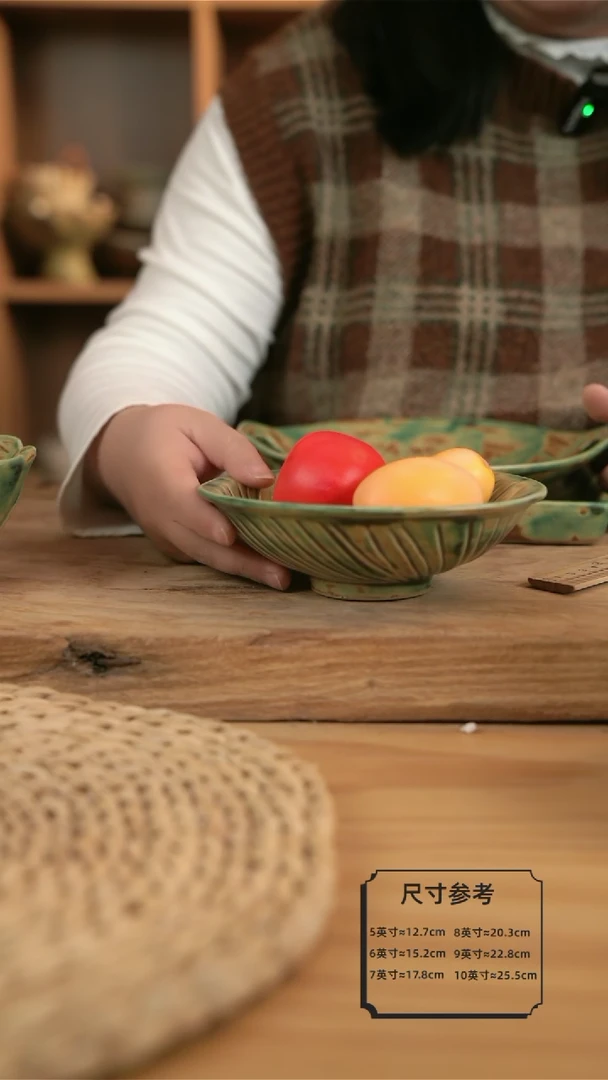 【闪购商品】H003黄绿色的6英寸螺纹小碟子