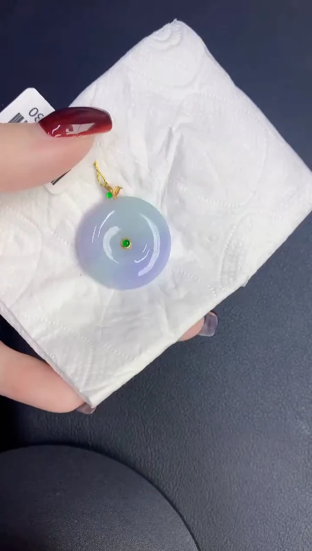 颈饰18K金镶嵌翡翠缅甸天然翡翠A货