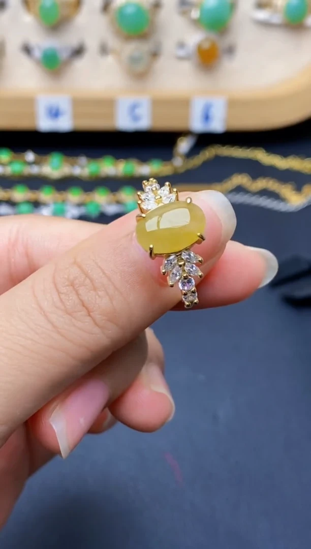 银S925镶嵌戒指翡翠7023