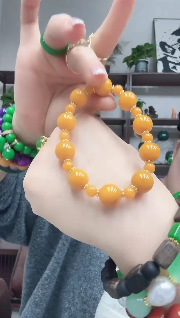 未镶嵌手串翡翠全家福黄翡手串