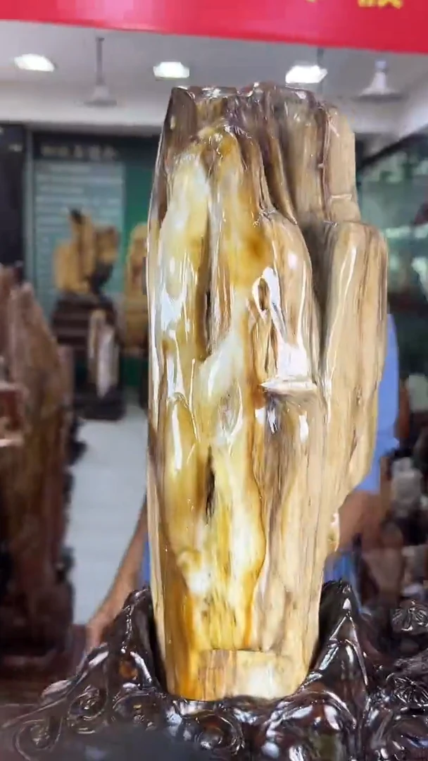 缅甸天然树化玉摆件