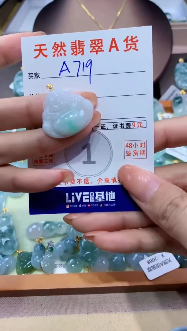 翡翠18K金镶嵌颈饰天然翡翠A货挂件