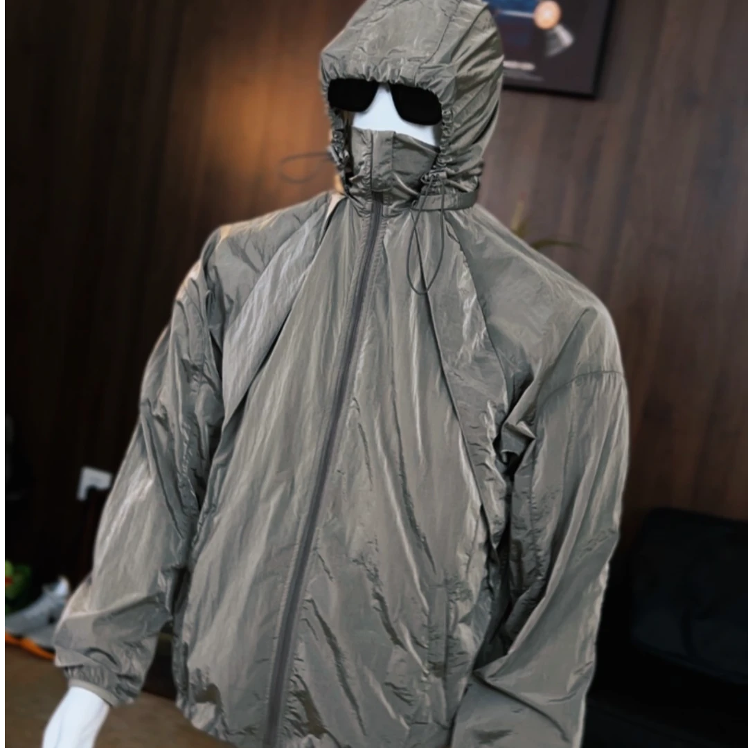 Toos.25SS 液态金属尼龙光泽质感户外通勤运动透气连帽外套