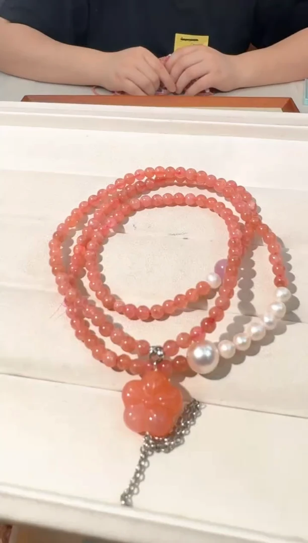 【闪购商品】菱锰矿（红纹石）手串银S925镶嵌A029红纹盐yuan花花项链