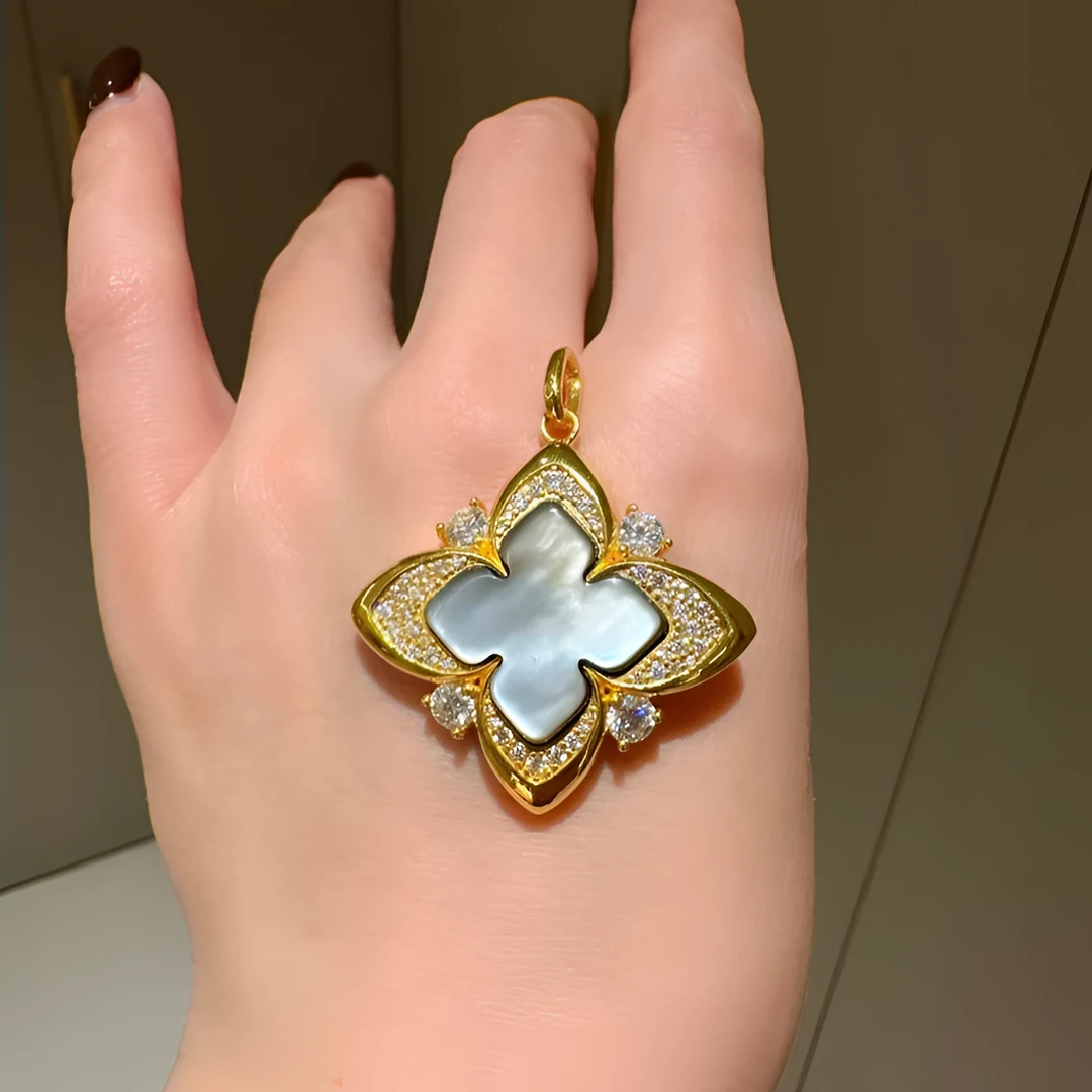 【老陶】足金纯金黄金镶嵌款吊坠