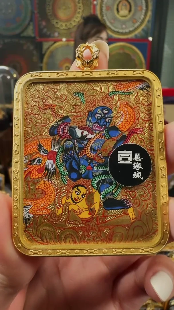 吊坠 壹善缘城手绘唐卡黑C