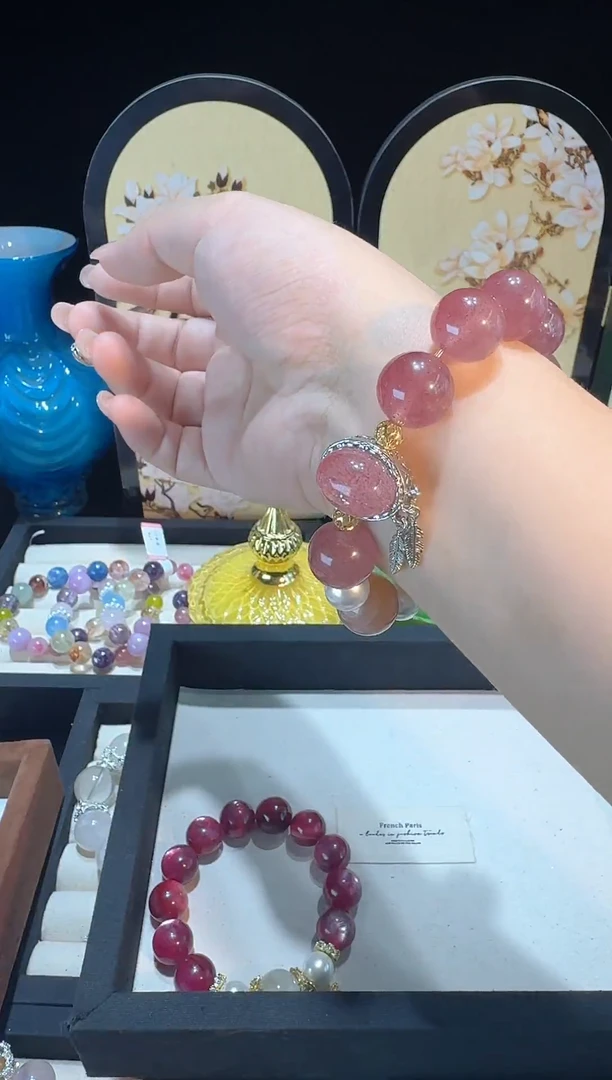 烟晶手链银S925镶嵌手串