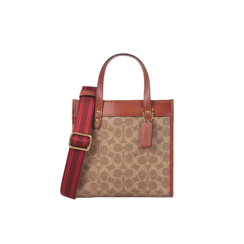 【全套礼盒】COACH/蔻驰 女士经典标志印花手提托特包单肩斜挎包