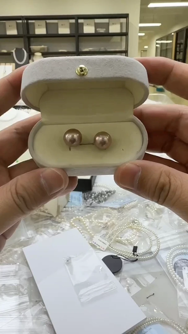 银S925镶嵌淡水珍珠耳钉10-11