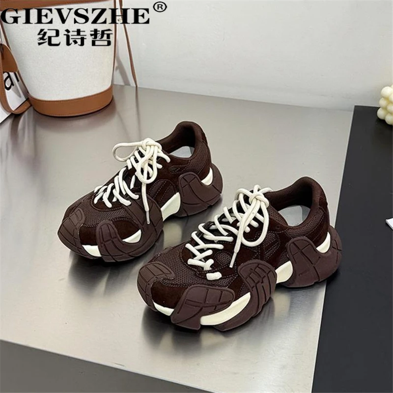 纪诗哲女鞋厚底老爹鞋女秋冬新款时尚潮流百搭休闲鞋女士运动鞋