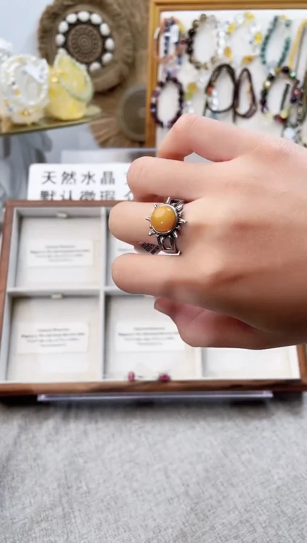 未镶嵌蜜蜡戒指米拉戒指