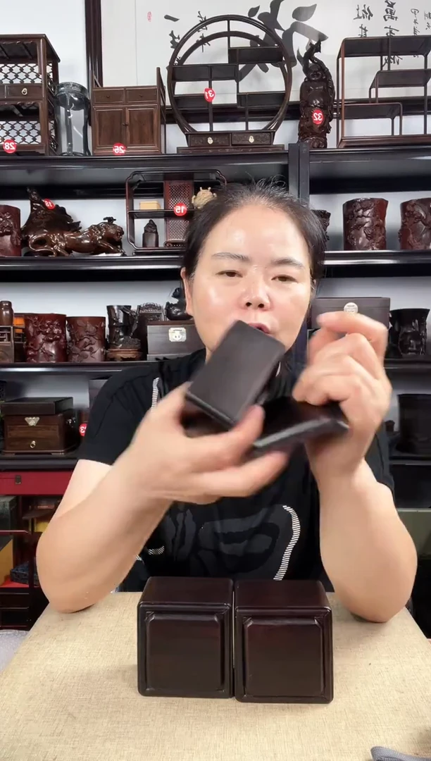 木3个黑正方盒老李红木工艺品
