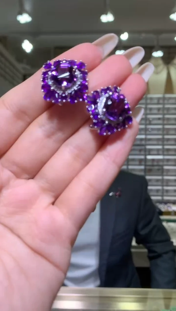 银S925镶嵌耳饰水晶【宝石世家严选】