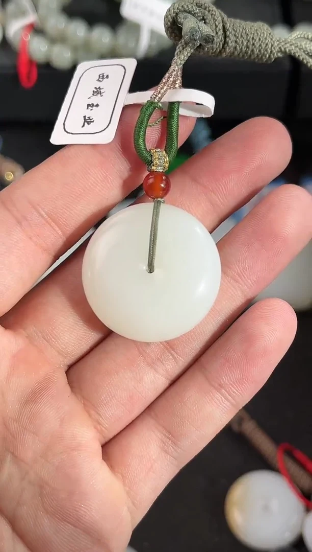 【闪购商品】和田玉平安扣未镶嵌且末天泰白玉平安扣微色差