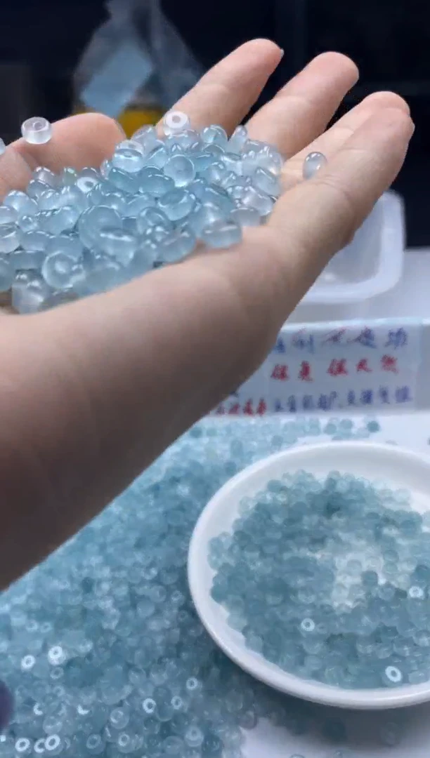 玛瑙/玉髓颈饰未镶嵌W803冰川蓝*海蓝宝隔片6*3mm*40颗