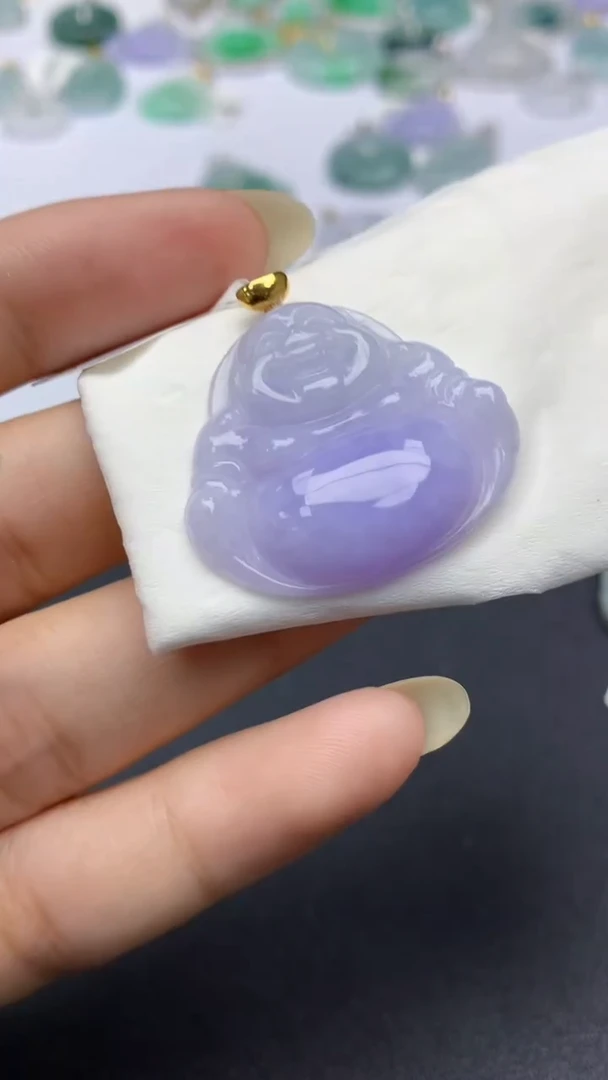 颈饰18K金镶嵌翡翠天然缅甸a货翡翠百元以上9元证书费自理