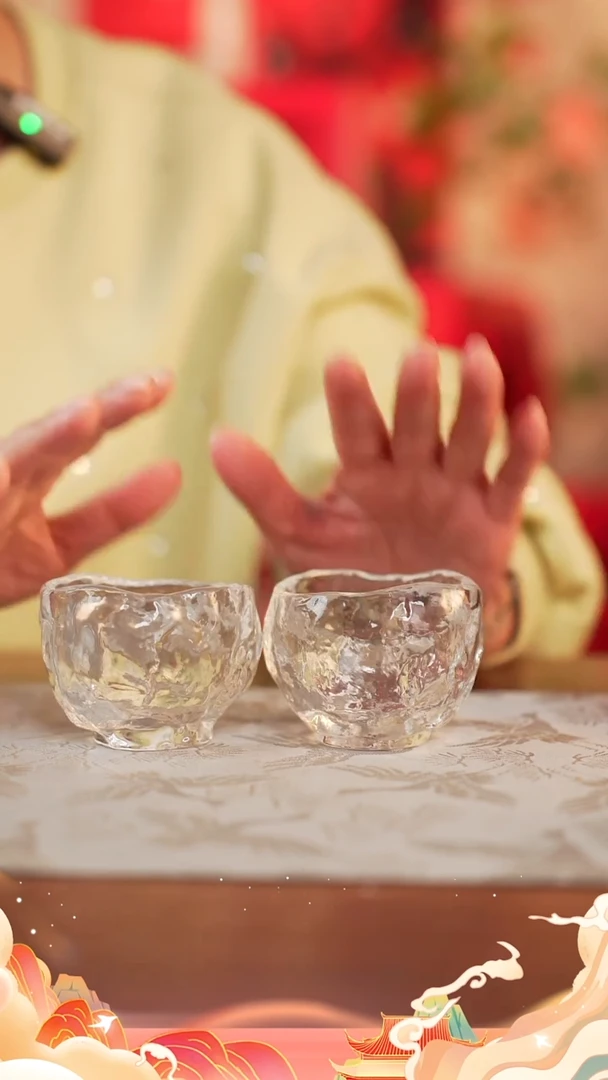 【闪购商品】冰冻琉烧水晶茶杯圆口小号透明一对