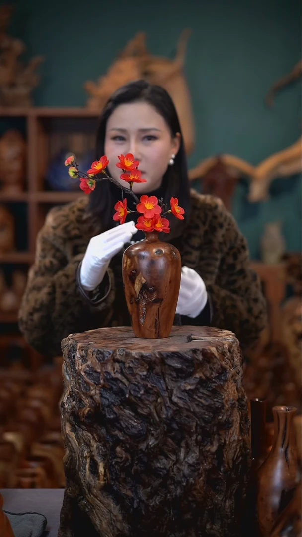 【闪购商品】枣木雷击枣木梅瓶