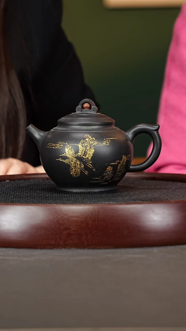 茶壶紫砂46ZXJ鸿运当头 玄铁砂400cc