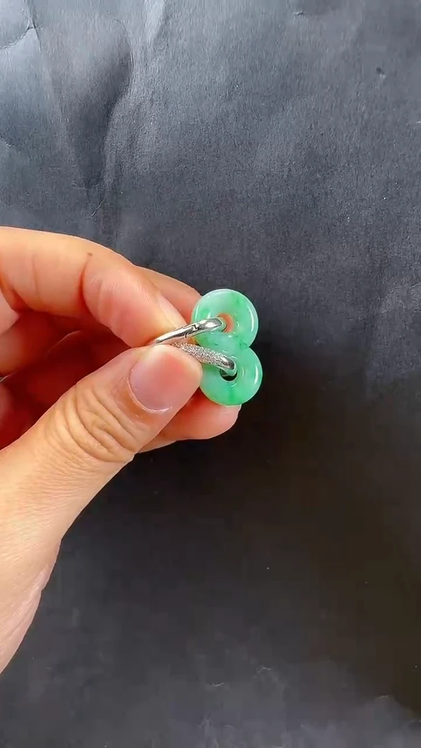 银S925镶嵌翡翠耳饰耳扣