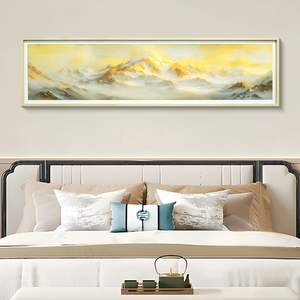 日照金山轻奢床头装饰画高级感挂画背有靠山客厅高端壁画山40150