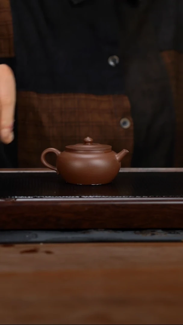 茶壶紫砂130cc黄龙山原矿紫泥平盖莲子54