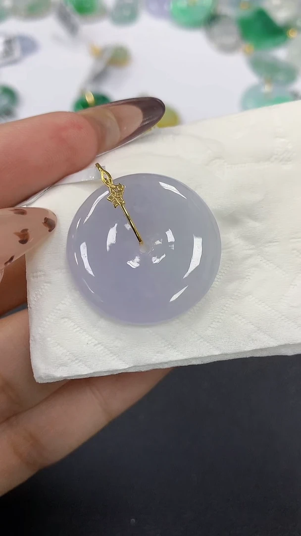 颈饰18K金镶嵌翡翠a货假一赔三支持复检百元上9元证书费自理