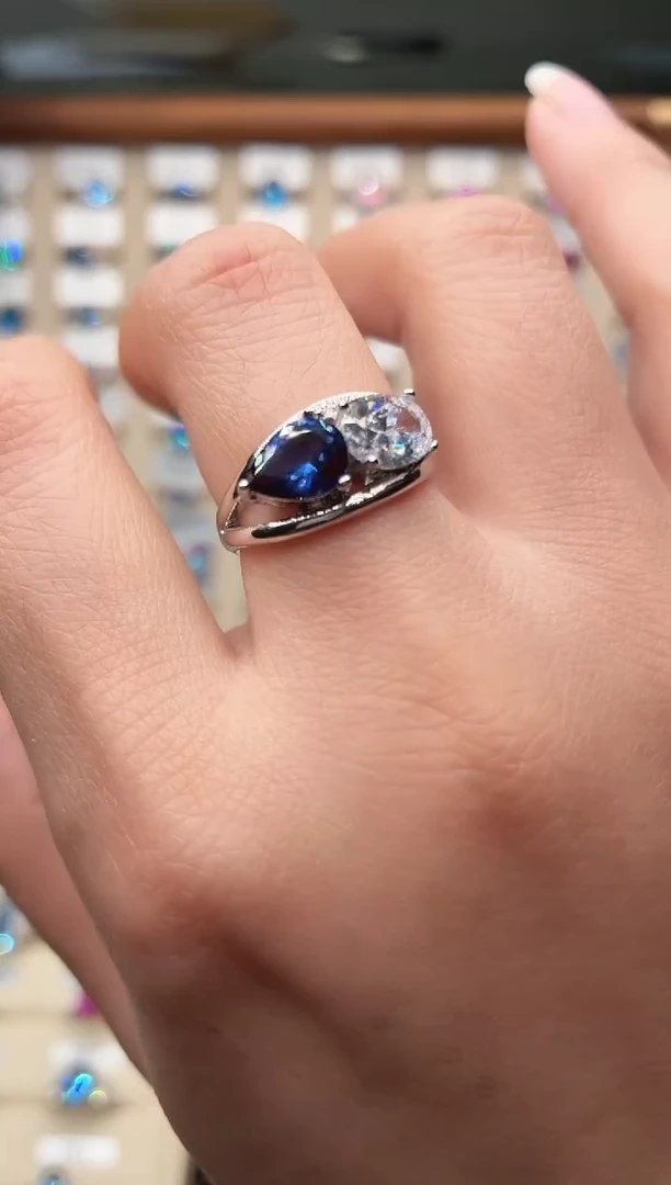 戒指蓝宝石银S925镶嵌000000